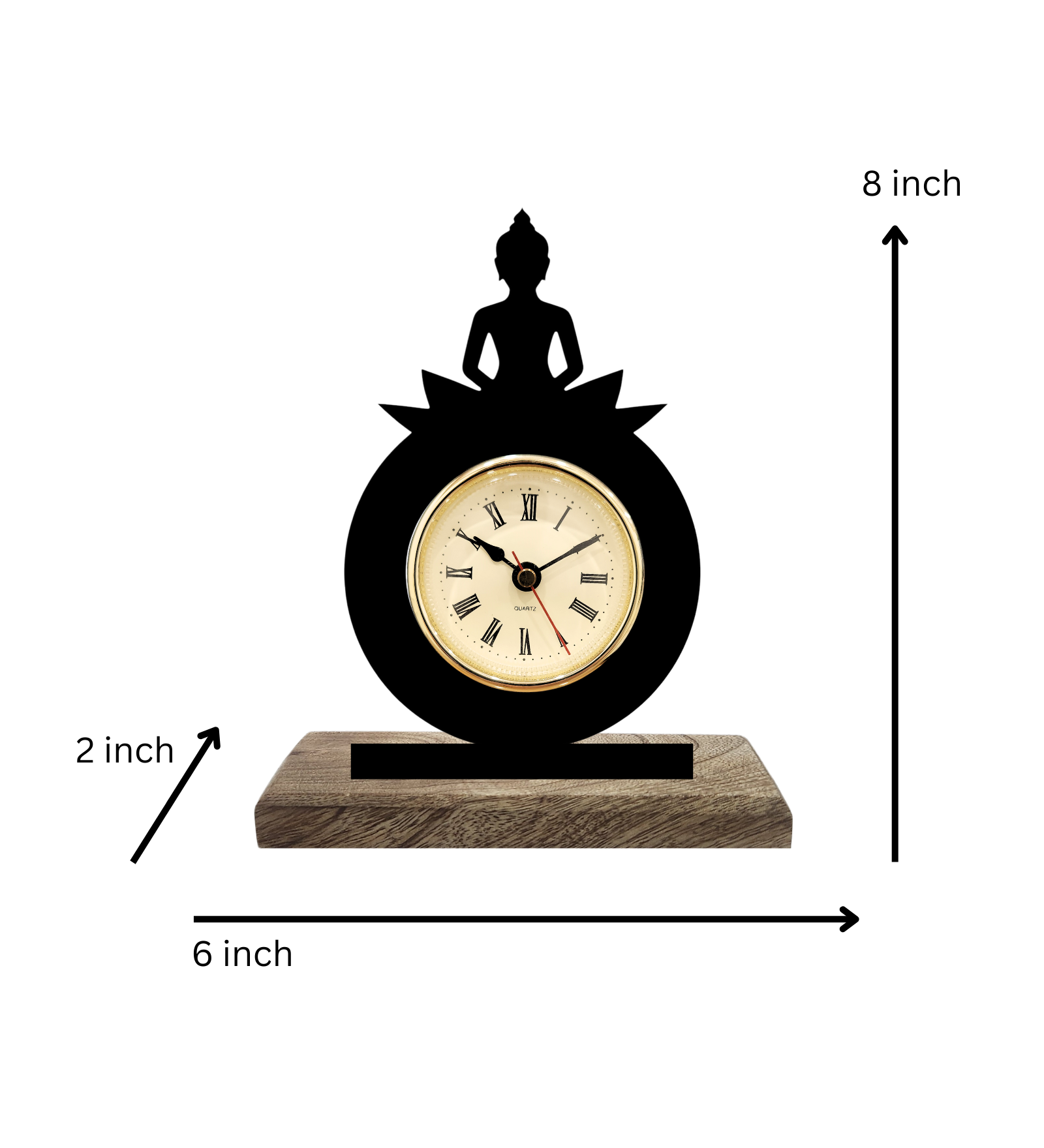Buddha Meditation Black Table Clock