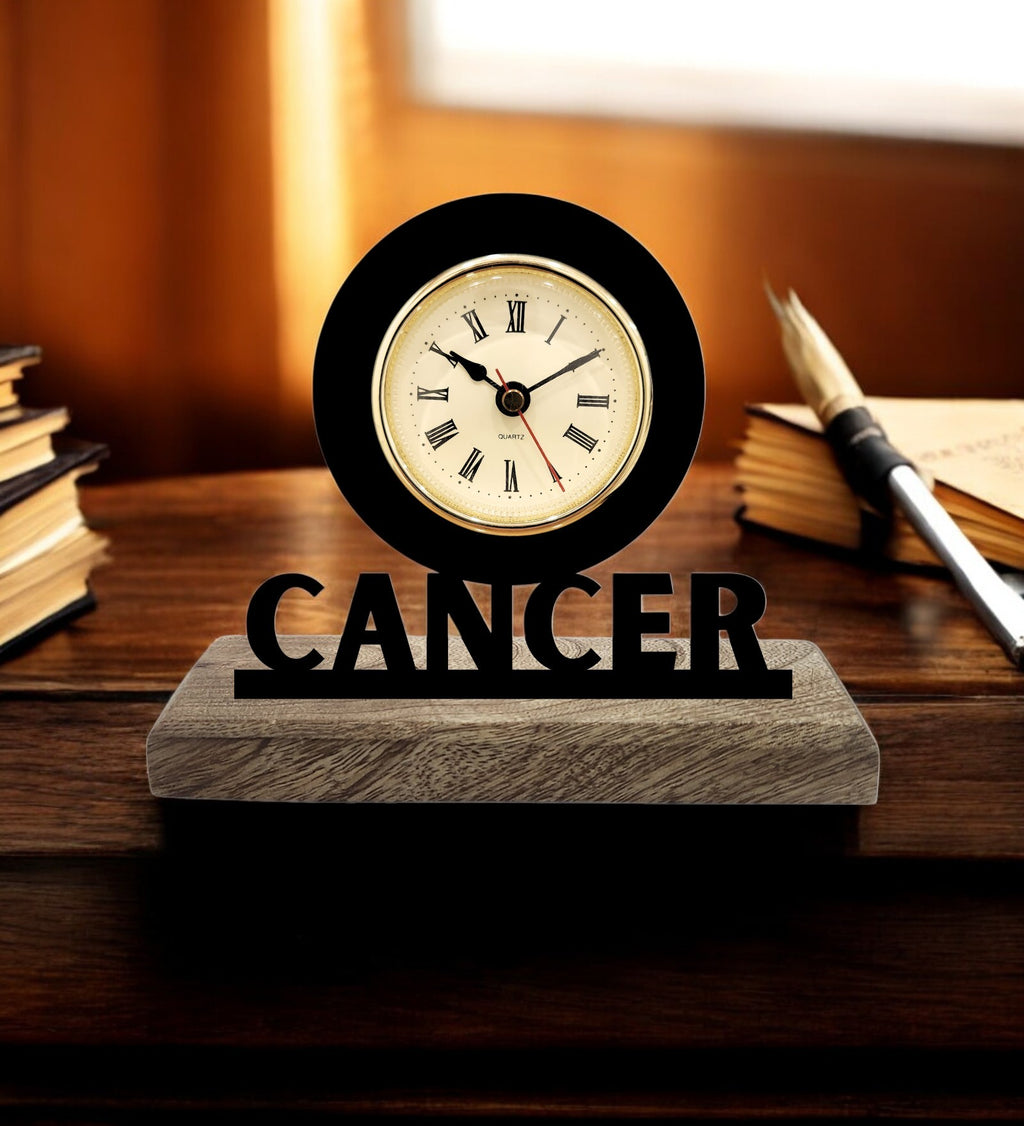 Cancer Sun Sign Black Table Clock