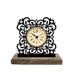 Flower Border Black Table Clock