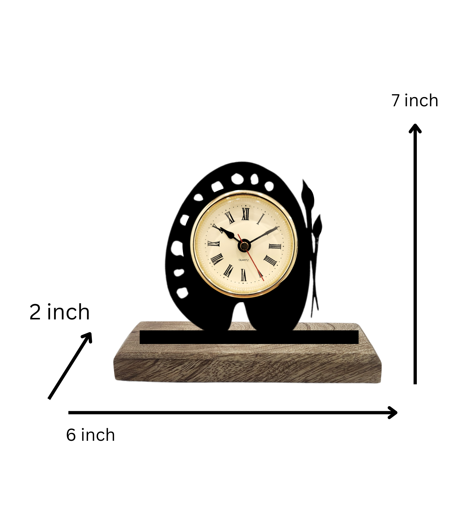 Artist Palette Black Table Clock