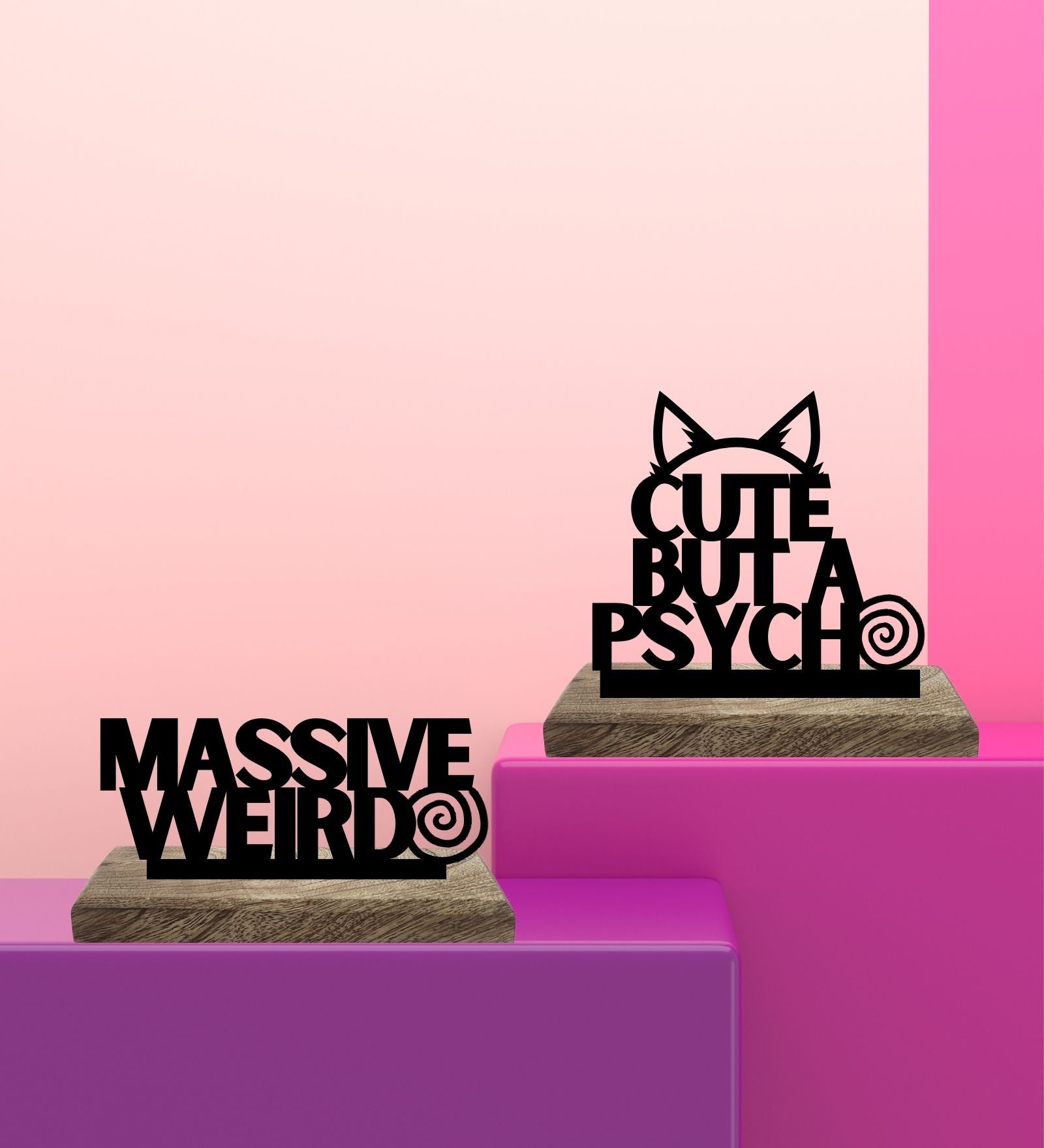 Eccentric & Adorable Psycho-Chic Set of 2 Table Décor