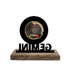 Gemini Sun Sign Black Table Clock