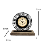 Round Detailed Black Table Clock