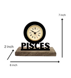 Pisces Sun Sign Black Table Clock