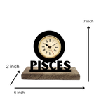 Pisces Sun Sign Black Table Clock