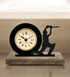Cricketer Black Table Clock