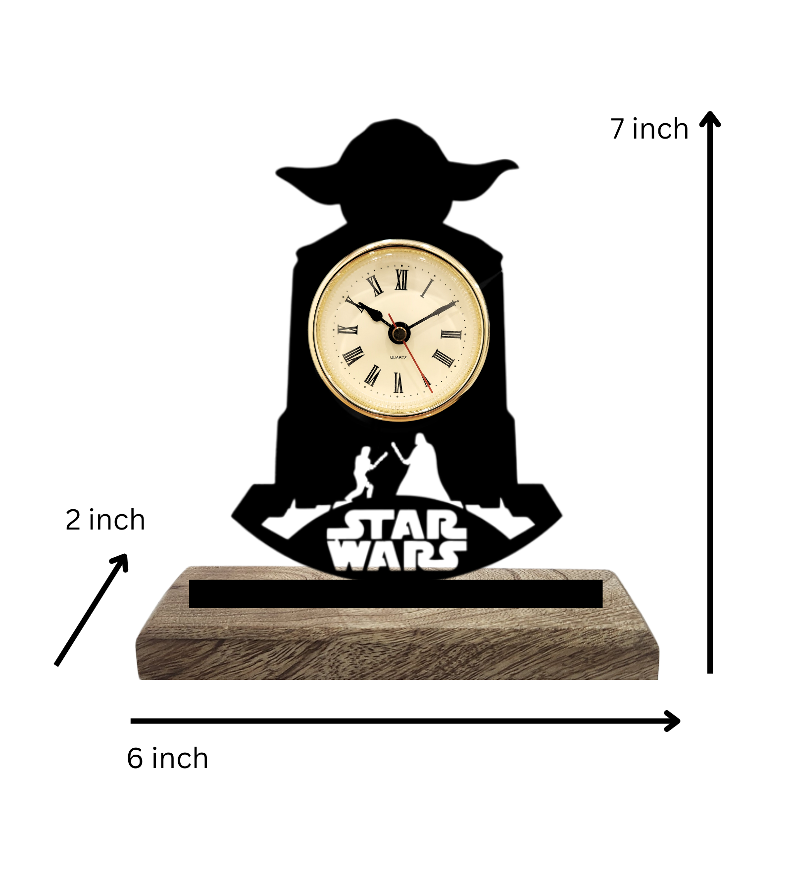 Yoda Star Wars Black Table Clock