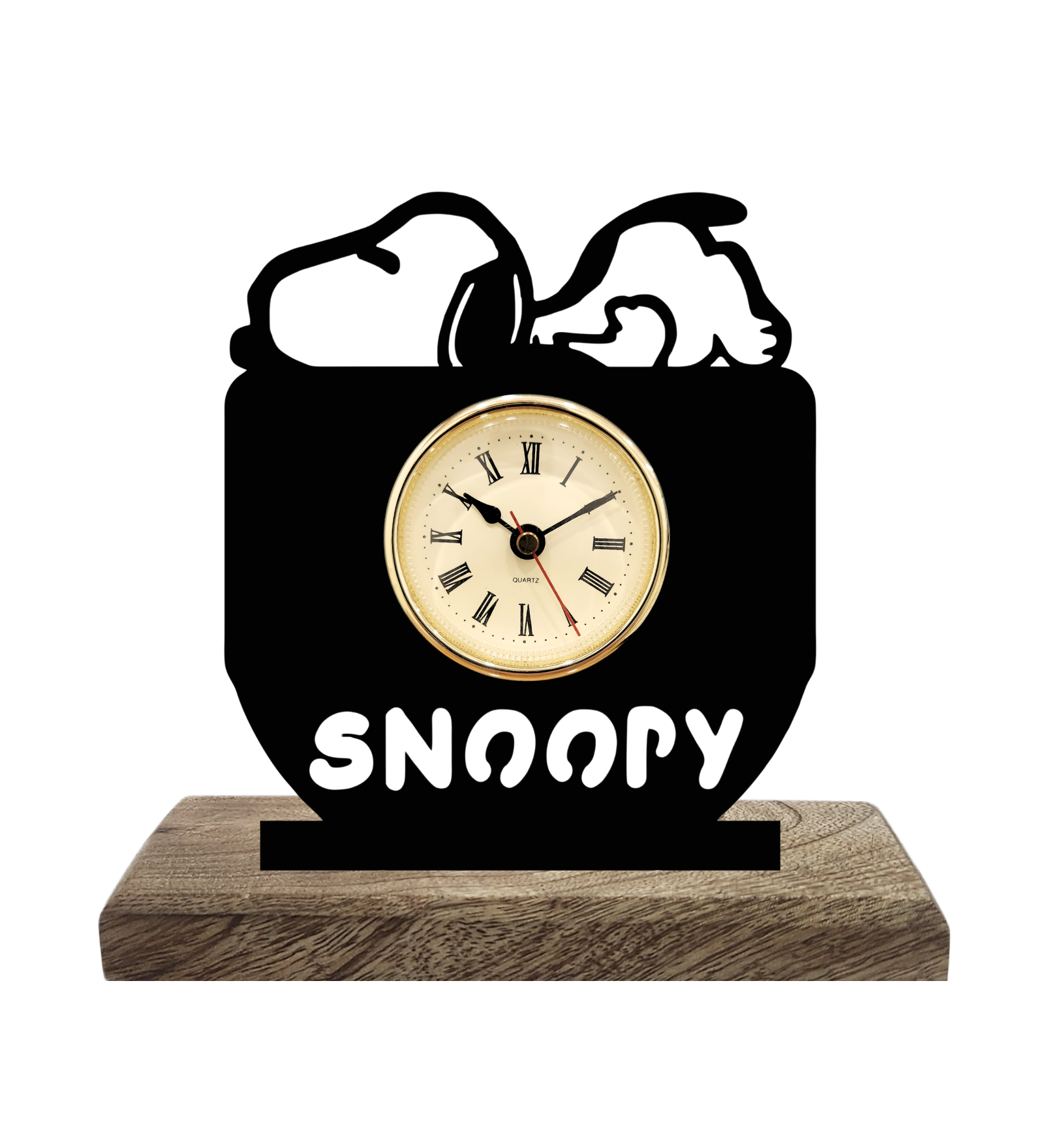 Snoopy Black Table Clock