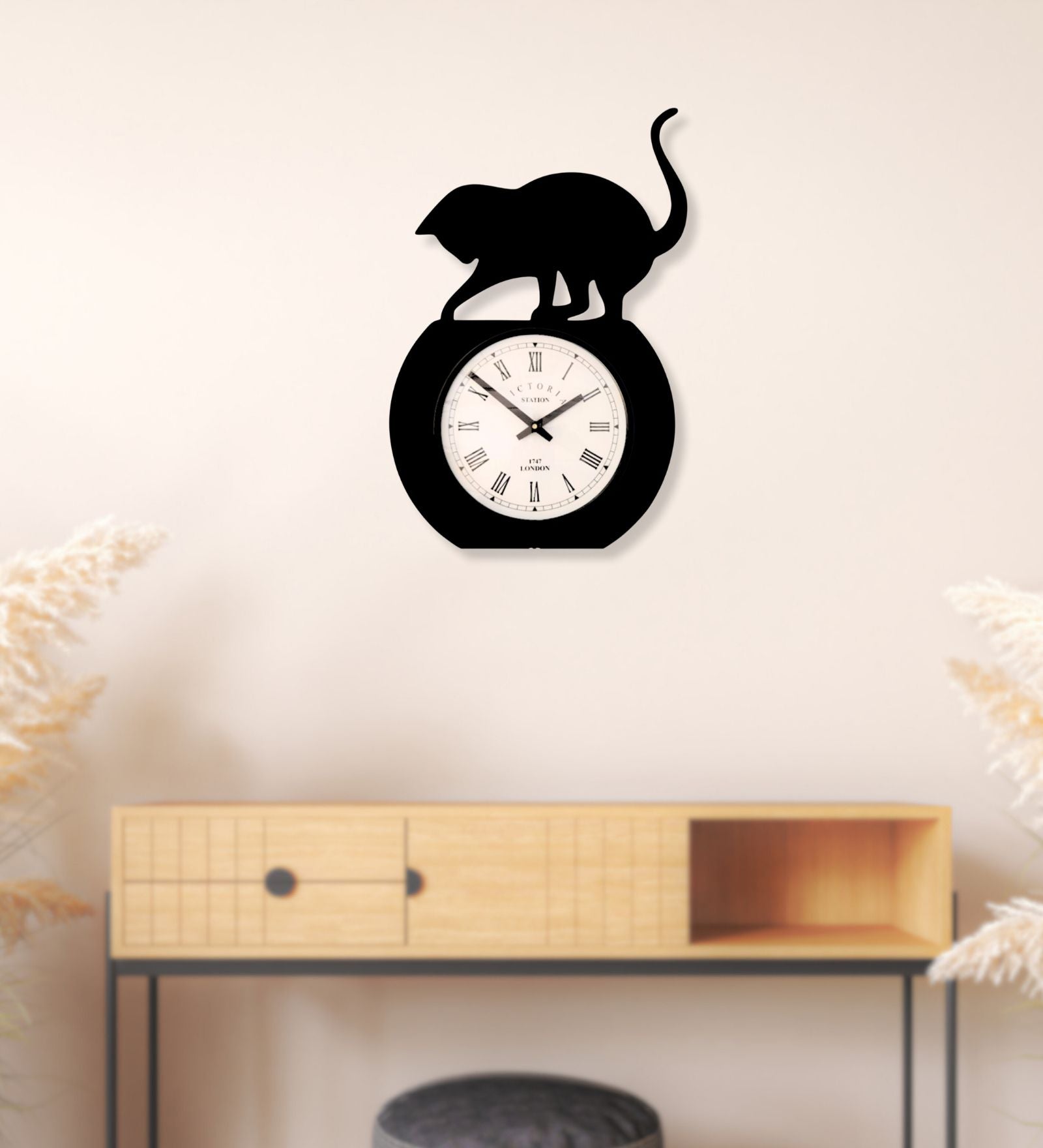 Cat Fishing Wall Clock