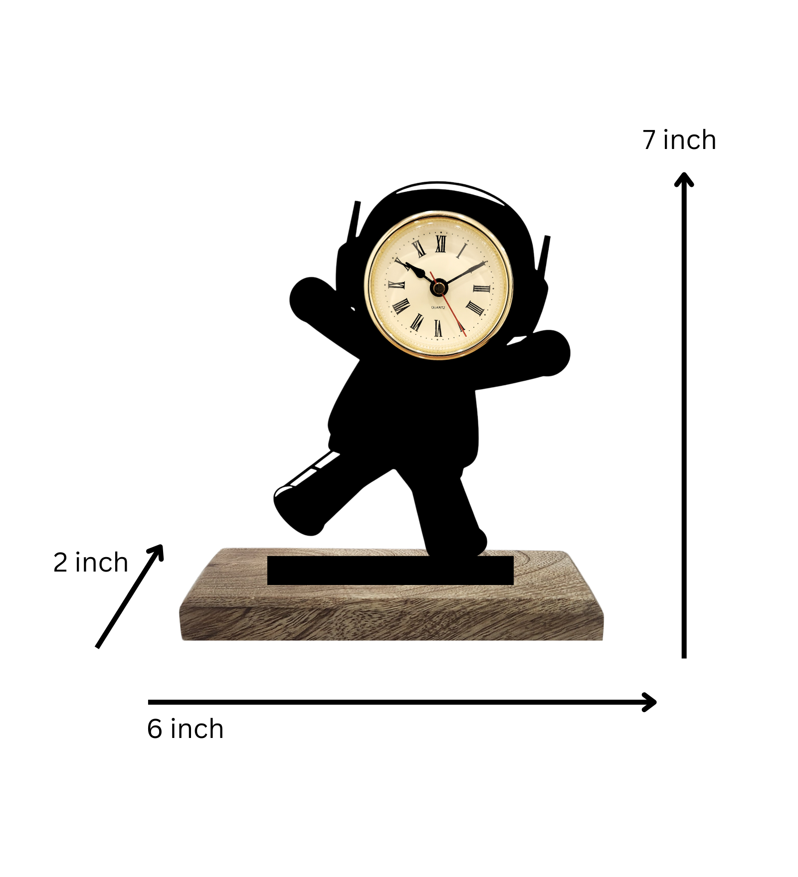 Astronaut Black Table Clock